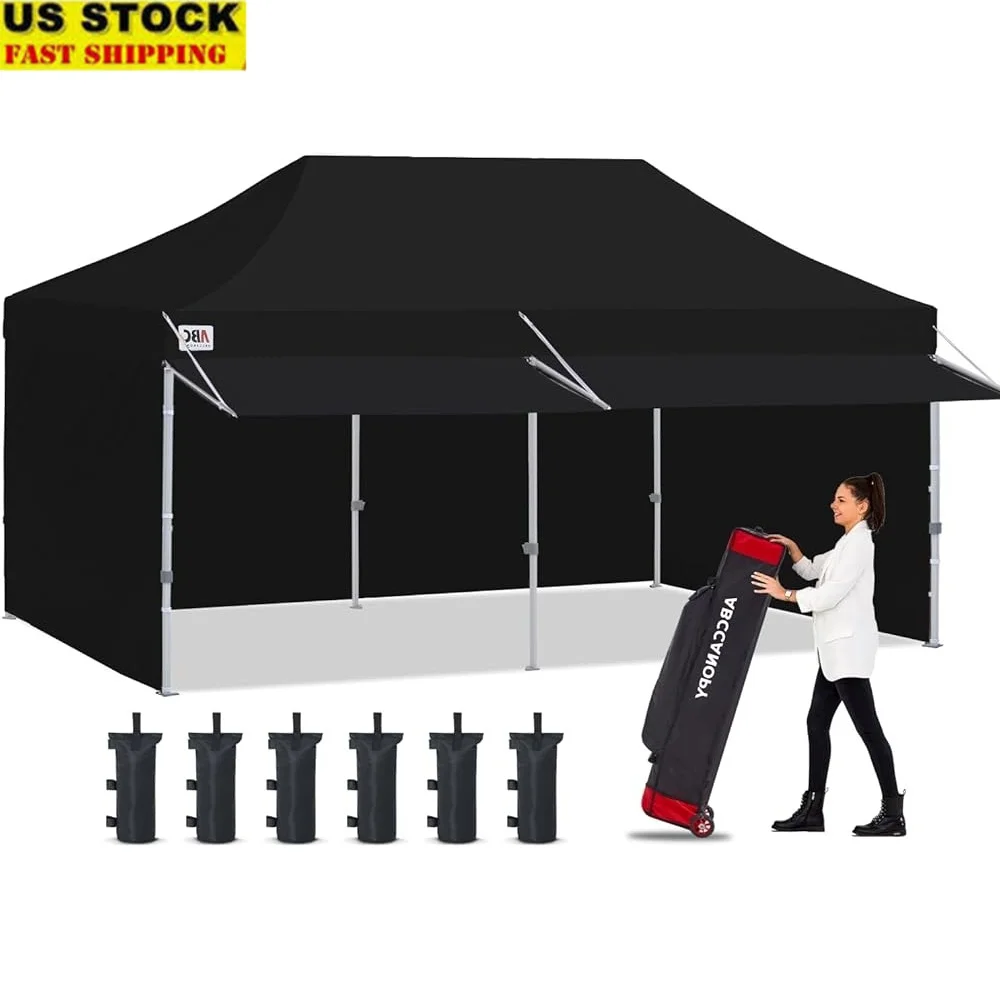 

10x20 Pop Up Canopy Tent with Sidewalls Waterproof Easy Setup Portable Commercial Event Canopy with Awning Sandbags Carry Bag