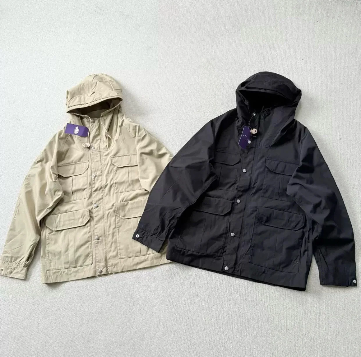 Nanc Loose Casual Workwear Jacket Multi-Pocket Loose Fit Zipper Closure Long Sleeve Hooded Pure Color Autumn Winter Men's Jacket