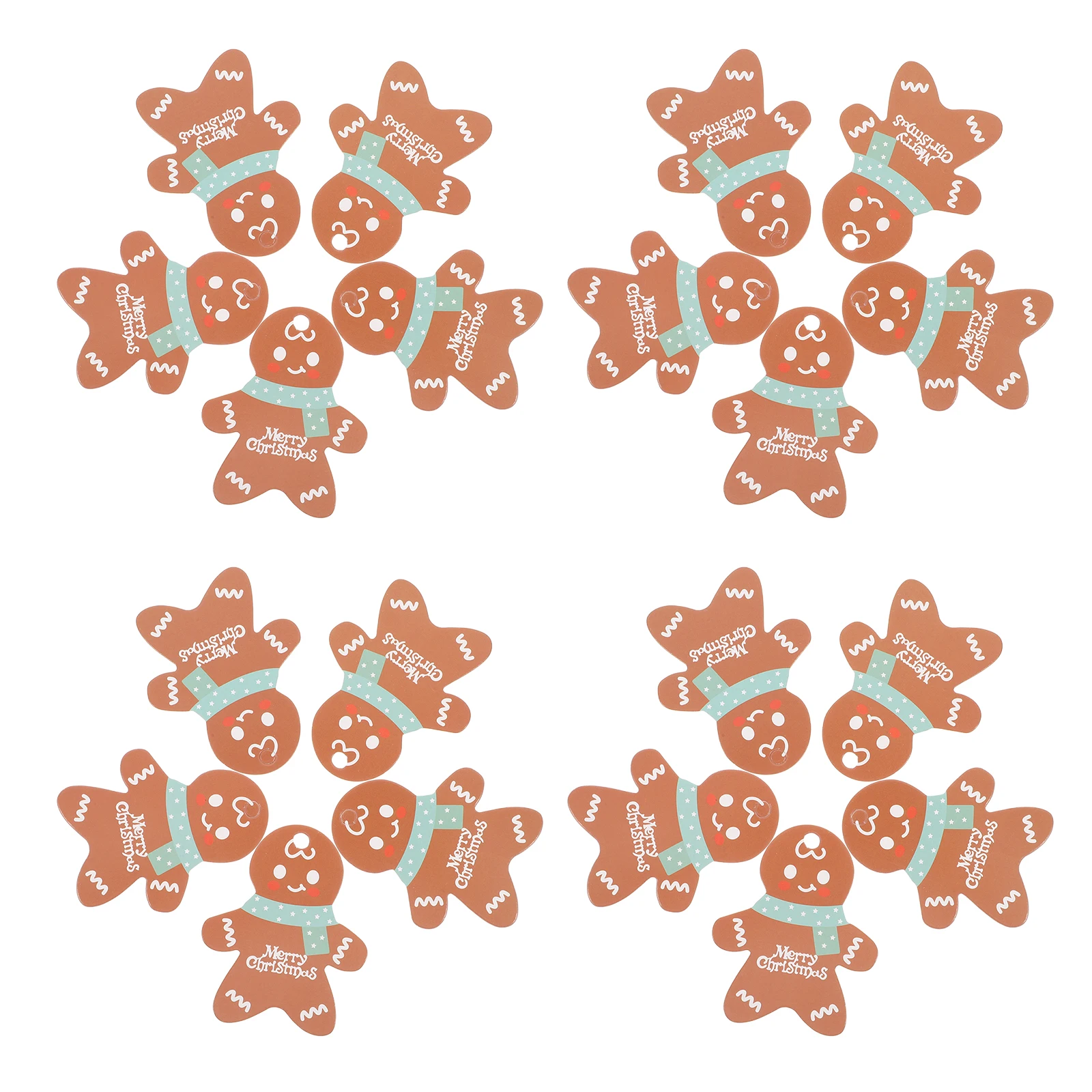 

50 PCS Merry Gingerbread Man Decoration Ornament Christmas Tag Tree Xmas Present