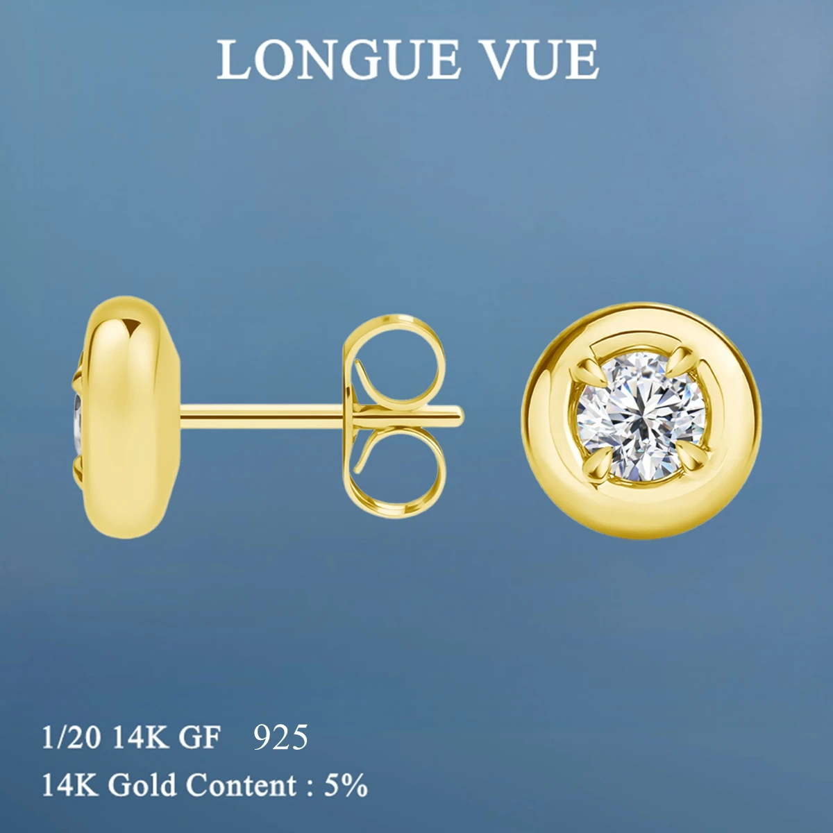 

14k Gold Filled Sparking Round Moissanite Earring Danity Women Men's Stud Earrings 18k Gold Plated Jewelry