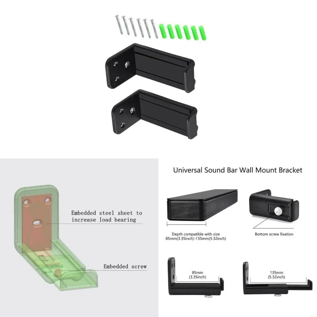 193A 1 Set Speaker Wall Mount Rack for Soundbars Extendable Depth Sound Bar Bracket