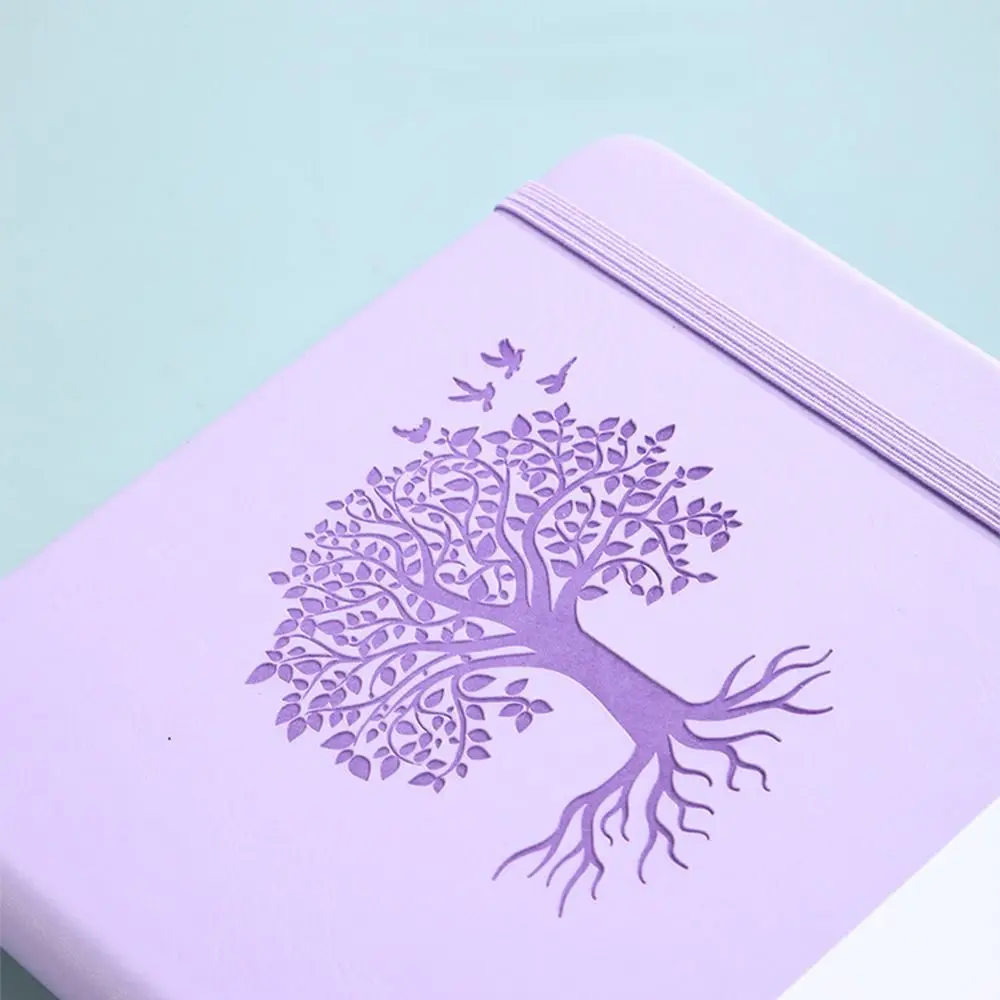 Simple Journal Notebook PU Leather Solid Color Office Record Book Thickened with Elastic Strap Business Notebook