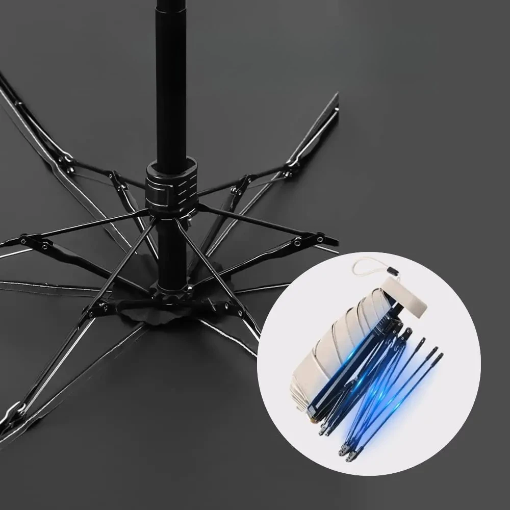 مظلة شمسية صغيرة للسفر مع غطاء مظلة، مدمجة ومحمولة، واقية من الشمس ومظلة شمسية مقاومة للرياح