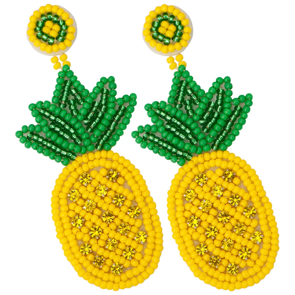 

Trendy Earrings Bohemian Pineapple Holiday Beading Teen Girls Funny Yellow Cute for Miss