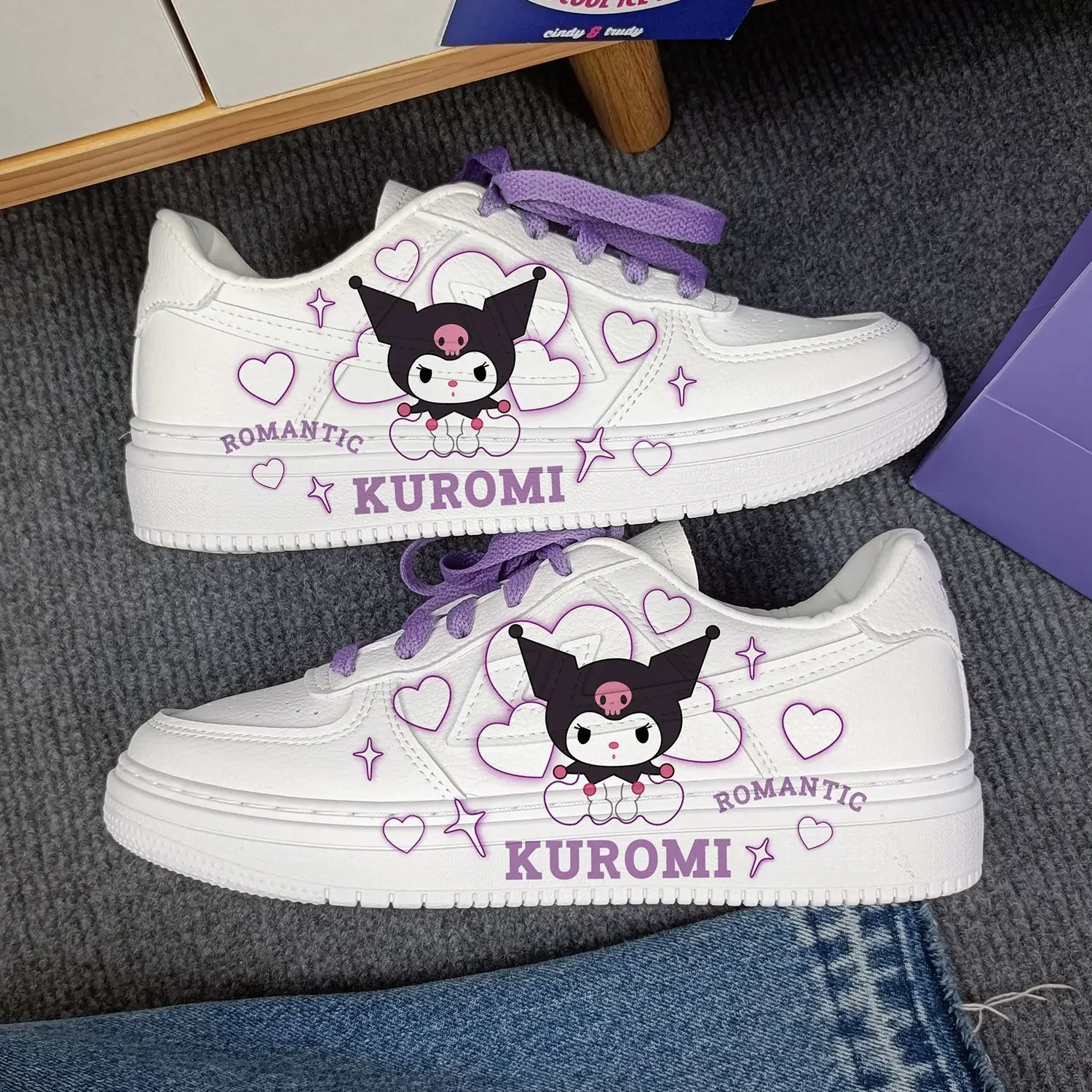 Original New cartoon Kuromi  princess cute Casual shoes soft sports shoes for girlfriend gift EU size 35-44