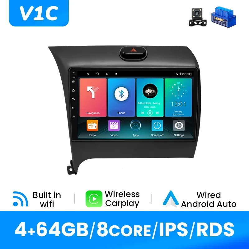 8G 128GB Draadloze Carplay Android12 Autoradio Multimidia Voor KIA Cerato K3 Forte 2013-2015 AI Spraakbesturing Video Speler GPS DSP