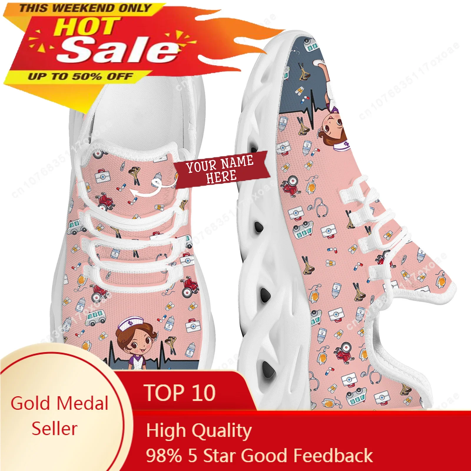 

Women's Walking Shoes Fashion Mesh Sneakers Breathe Comfortable Nursing Shoes Casual Platform Footwear Women Shoes