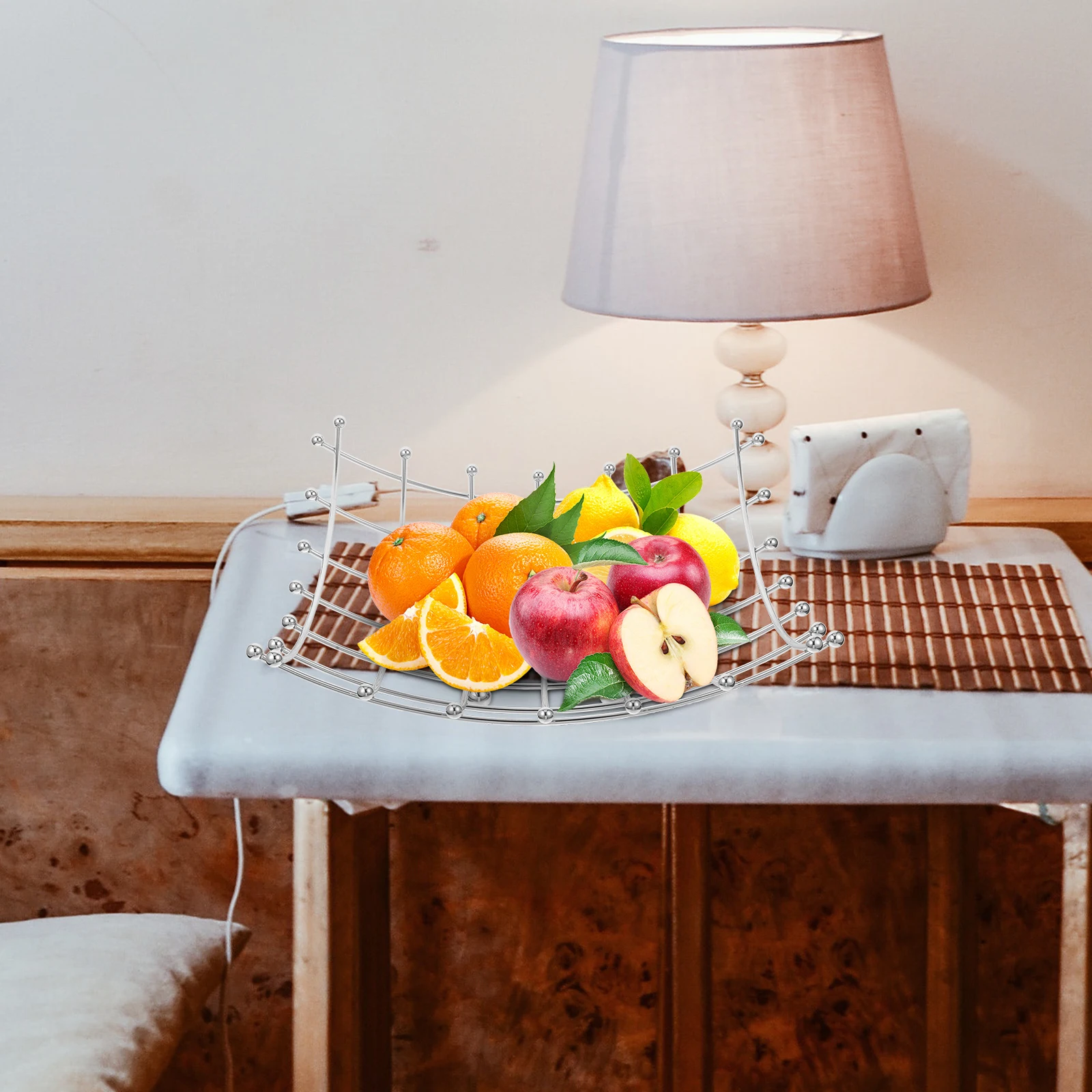 

1Pcs Iron Fruit Basket Square Mesh Desktop Storage Rack Fruit Dish Drain Basket Snack Container for Kitchen Living Room