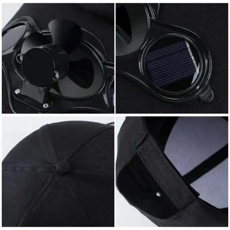 قبعة مروحة تعمل بالطاقة الشمسية للحماية من الأشعة فوق البنفسجية، قبعة بيسبول شبكية خفيفة الوزن مع مروحة تبريد لصيد الأسماك والجولف والسفر والرياضة والصيف