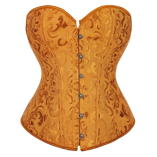 Imagen 2 del producto Corsé Floral Jacquard para mujer, corpiño burlesco, corsé Medieval con cordones, patrón gótico, disfraz renacentista