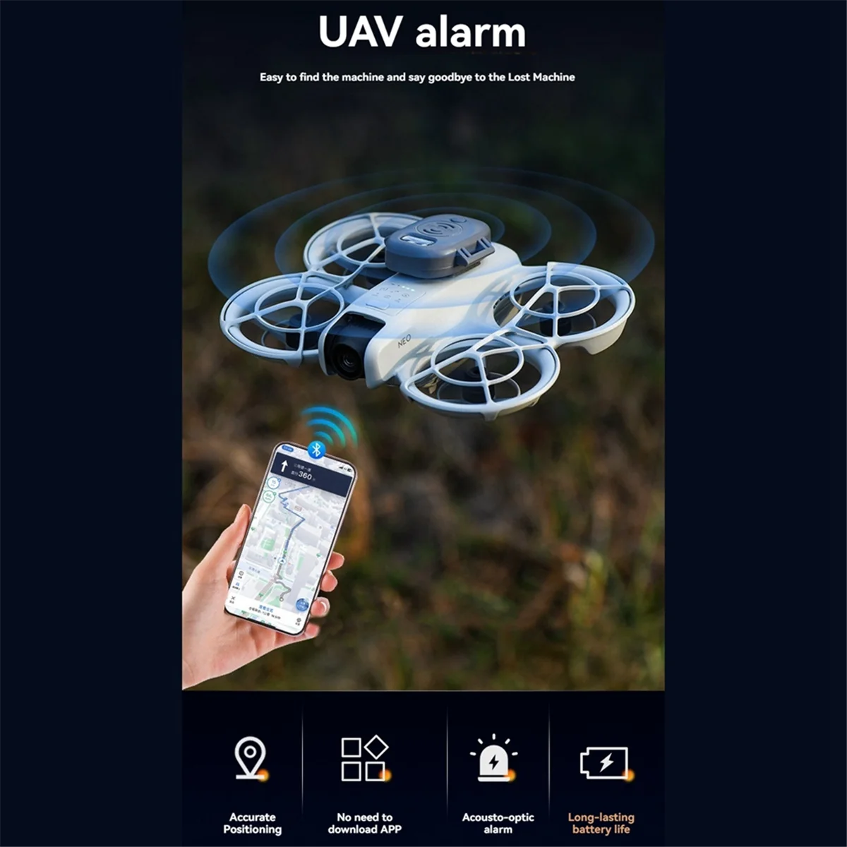 AT42  Drone Locator for NEO Drone Tracker Siren Quick Positioning for NEO Lost Flight Finder Remote Alarm Accessories