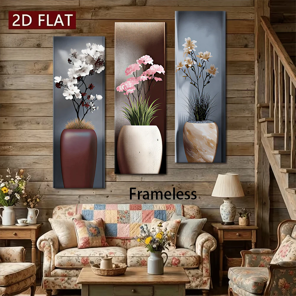 1 set of new Chinese Zen style triple wall stickers, modern and simple living room decoration paintings, bedroom background wall