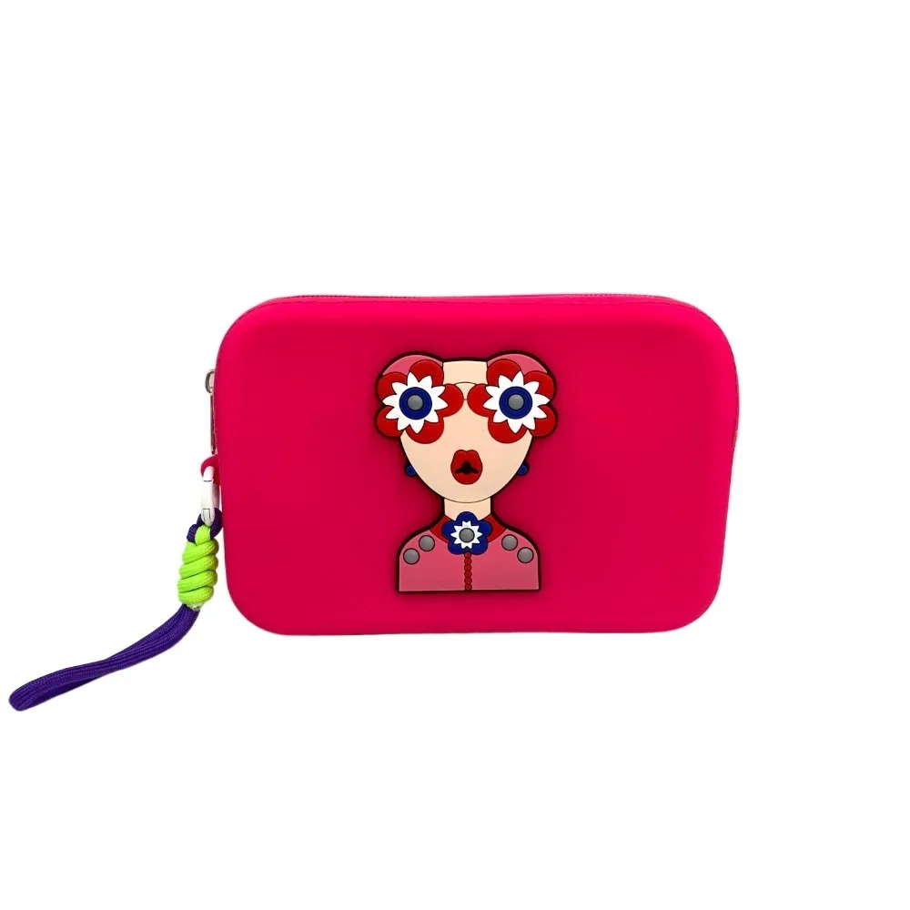 Cartera de muñeca de silicona antipérdida, bolsa de almacenamiento moderna y ligera creativa para mujer, funda blanda con cremallera cosida de estilo étnico para mujer