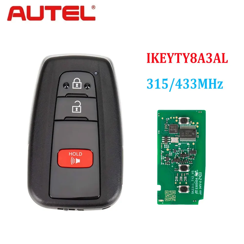 

Autel IKEYTY8A3AL Universal Smart Key 3 Buttons 315/433 MHz Car Remote Key for Toyota 8A for KM100 KM100E IM508 IM608 PRO