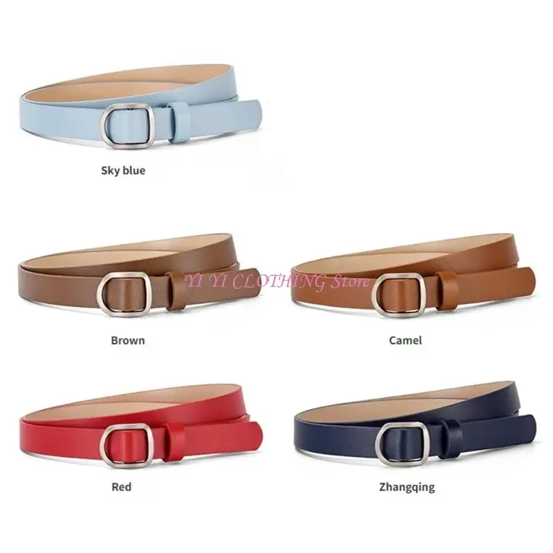 

N5KF Elegant Ladies PU Belt Square Metal Buckles No Needed Soft Stretchy Waistband Suitable For Dresses Jeans Skirts