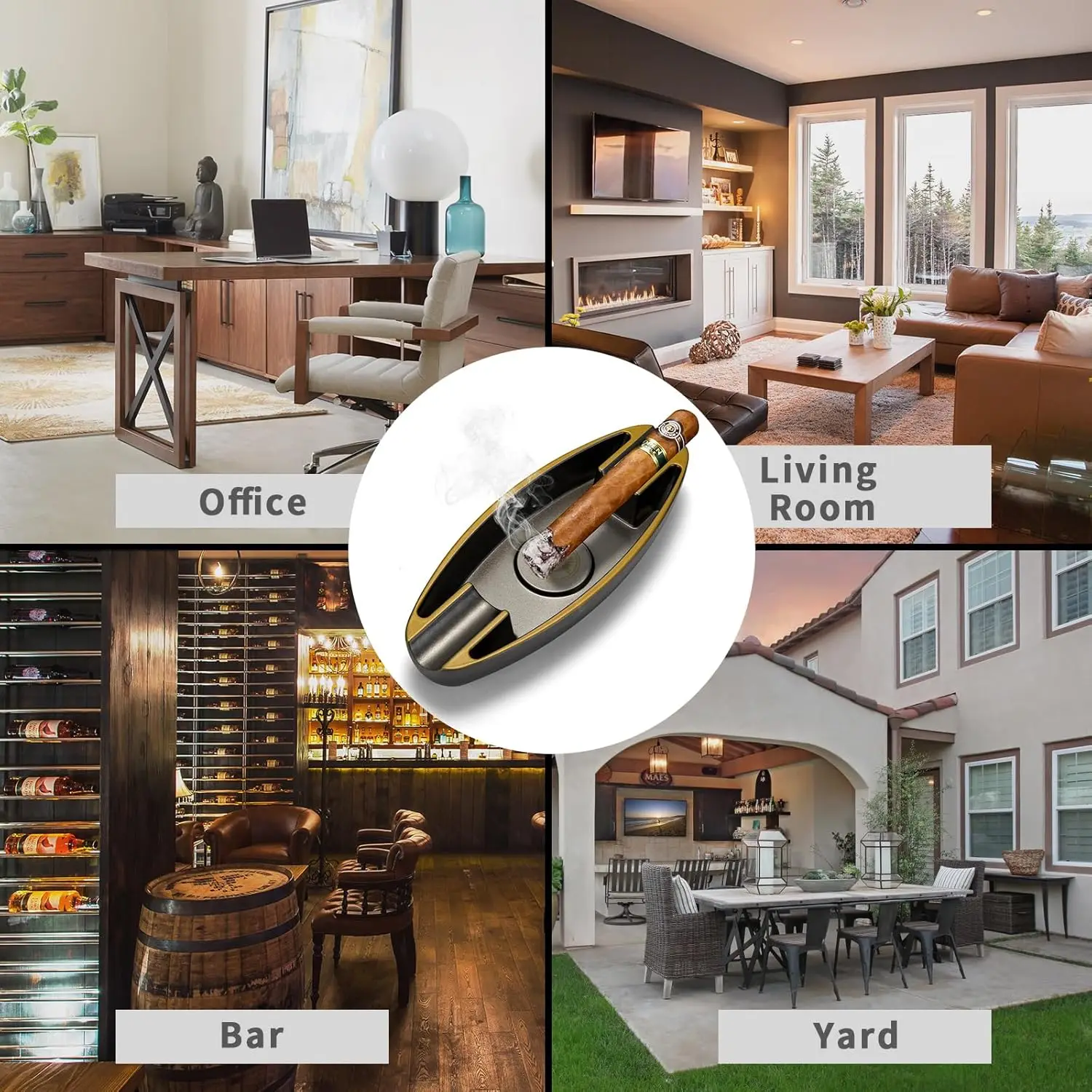 منفضة سجائر سيجار على شكل قارب مانسون خفيفة الوزن ومحمولة بفتحة مزدوجة فاخرة وجوية للمنزل والمكتب في الهواء الطلق