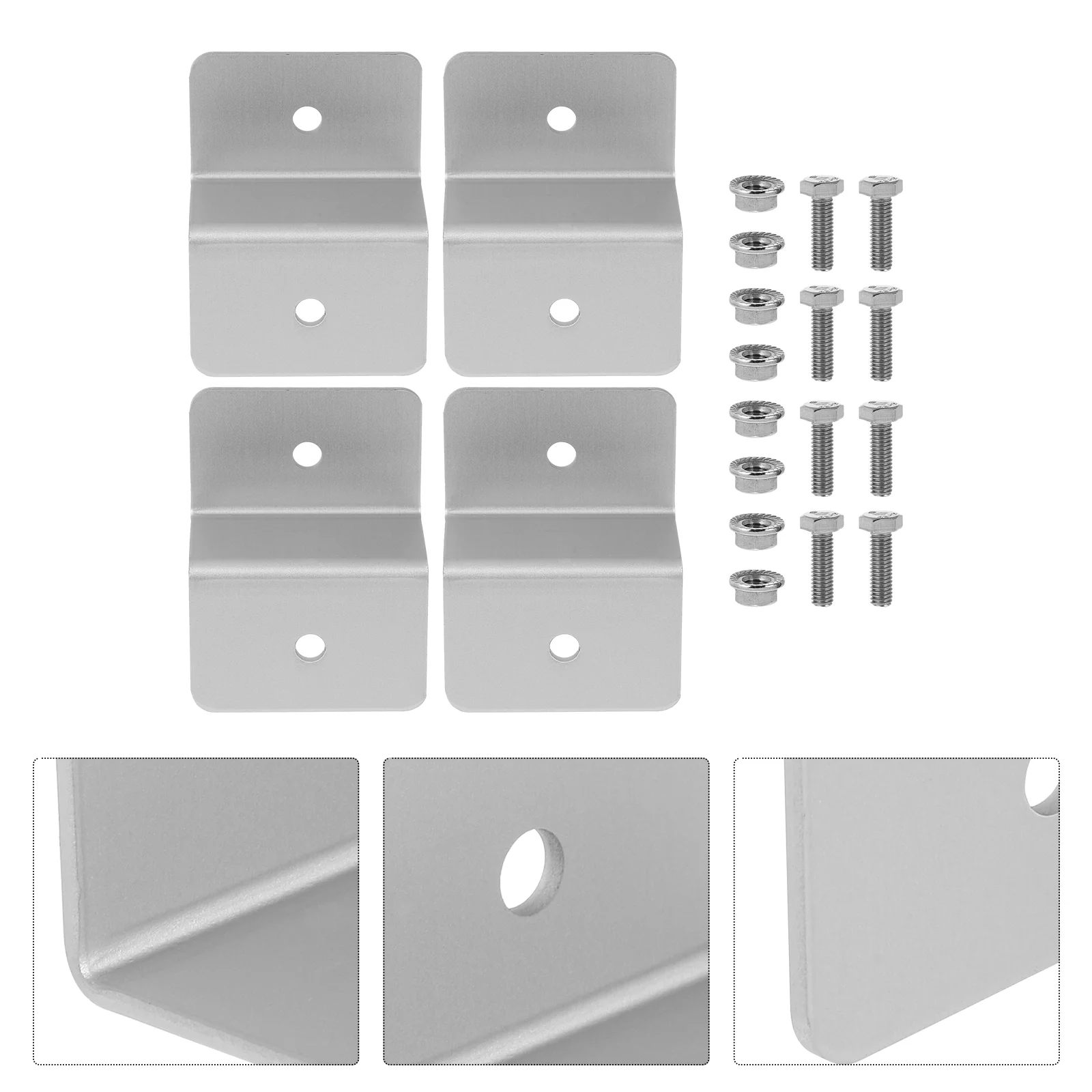 4Pc Solar Panel Roof Mounting Z-Bracket with Nuts and Bolts for RV Boat Roof Wall and other Off Gird Roof Installation