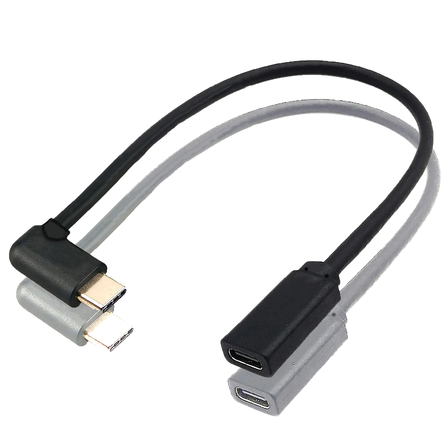 0.3m USB C Right Angle Adapter 90 Degree USB2.0 Type-C Male to Female Extension Data Cable for Mobile Phone Power Charging Cord