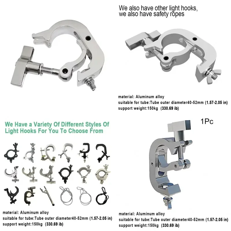 

For Tent Aluminum Alloy Pro Stage Lighting Hook Trigger Truss Clamp with 150kg Support Weight for 40-52mm Tubes