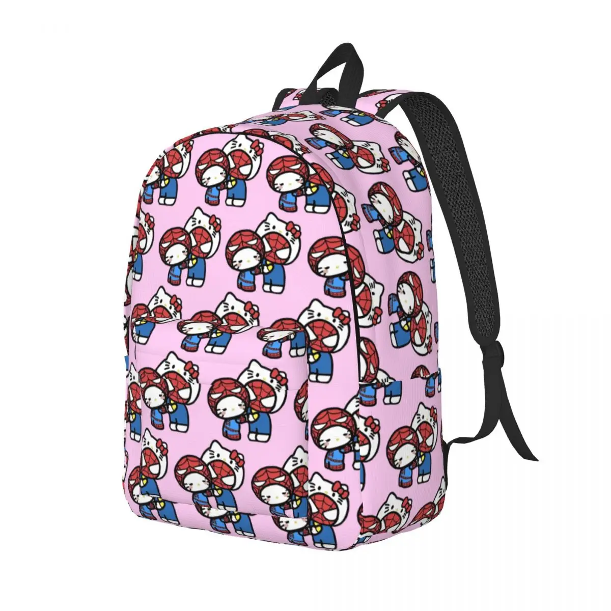 Hello Kitty Spiderman Boyfriend Girlfriend Rucksack für Jungen, Mädchen, Kinder, Studenten, Schule, Büchertasche, Tagesrucksack, Vorschule, Grundschule