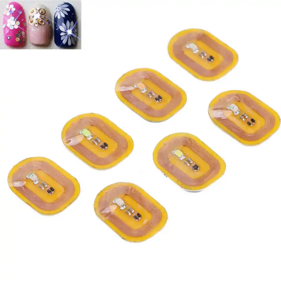 7Pcs NFC Lighting Nail Art Stickers Different Colors Self Adhesive Intelligent Nail Stickers Light Flash Nail Art Tool NFC Chip