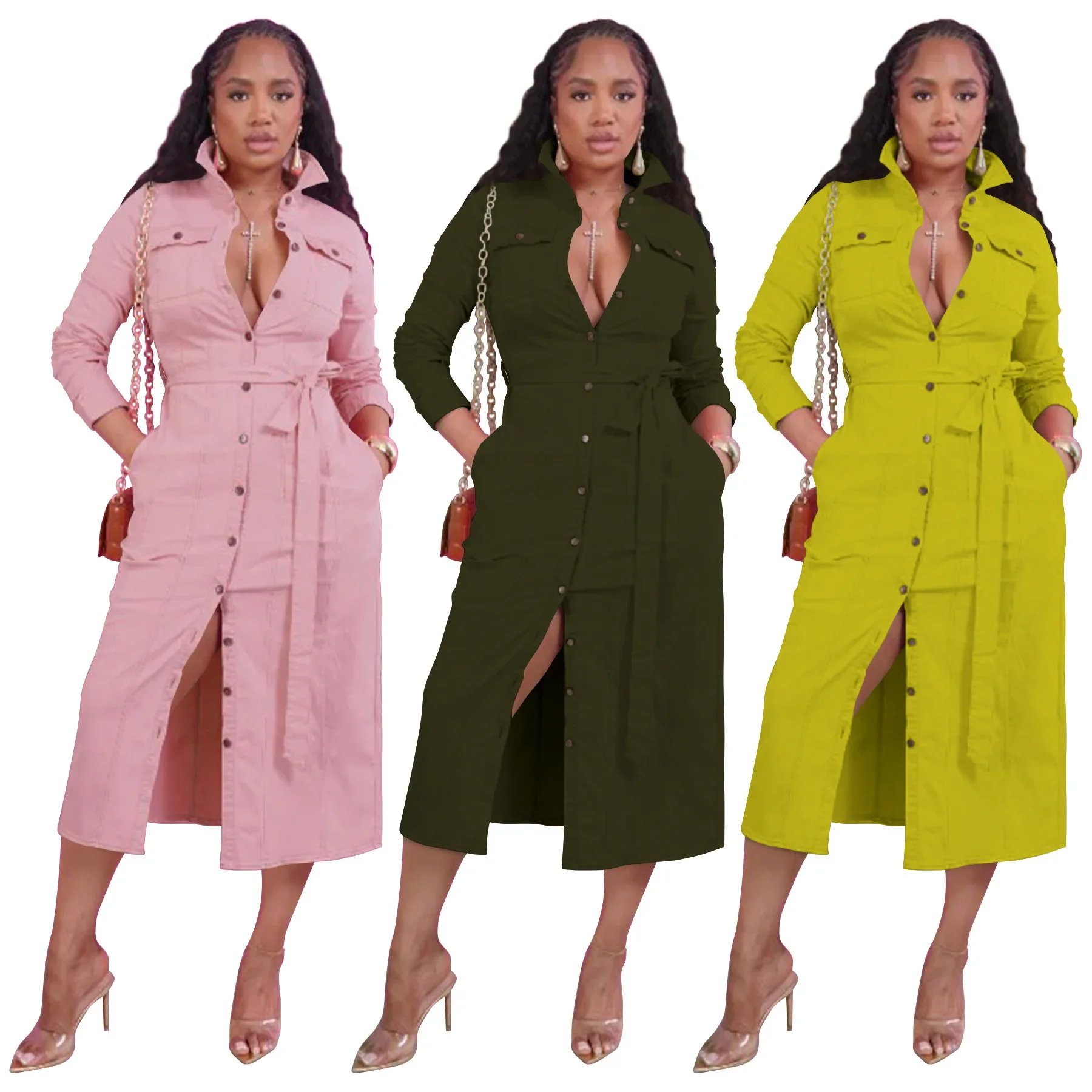 

African Party Evening Dresses for Women Autumn Elegant African Long Sleeve V-neck Shirt Dress Dashiki African Clothes Women