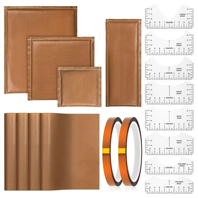 

AS94-18 Pcs Heat Press Pillow Kit 4 Size Heat Pressing Transfer Pillows, 4 Heat Transfer Sheets, 8 Size Shirt Rulers