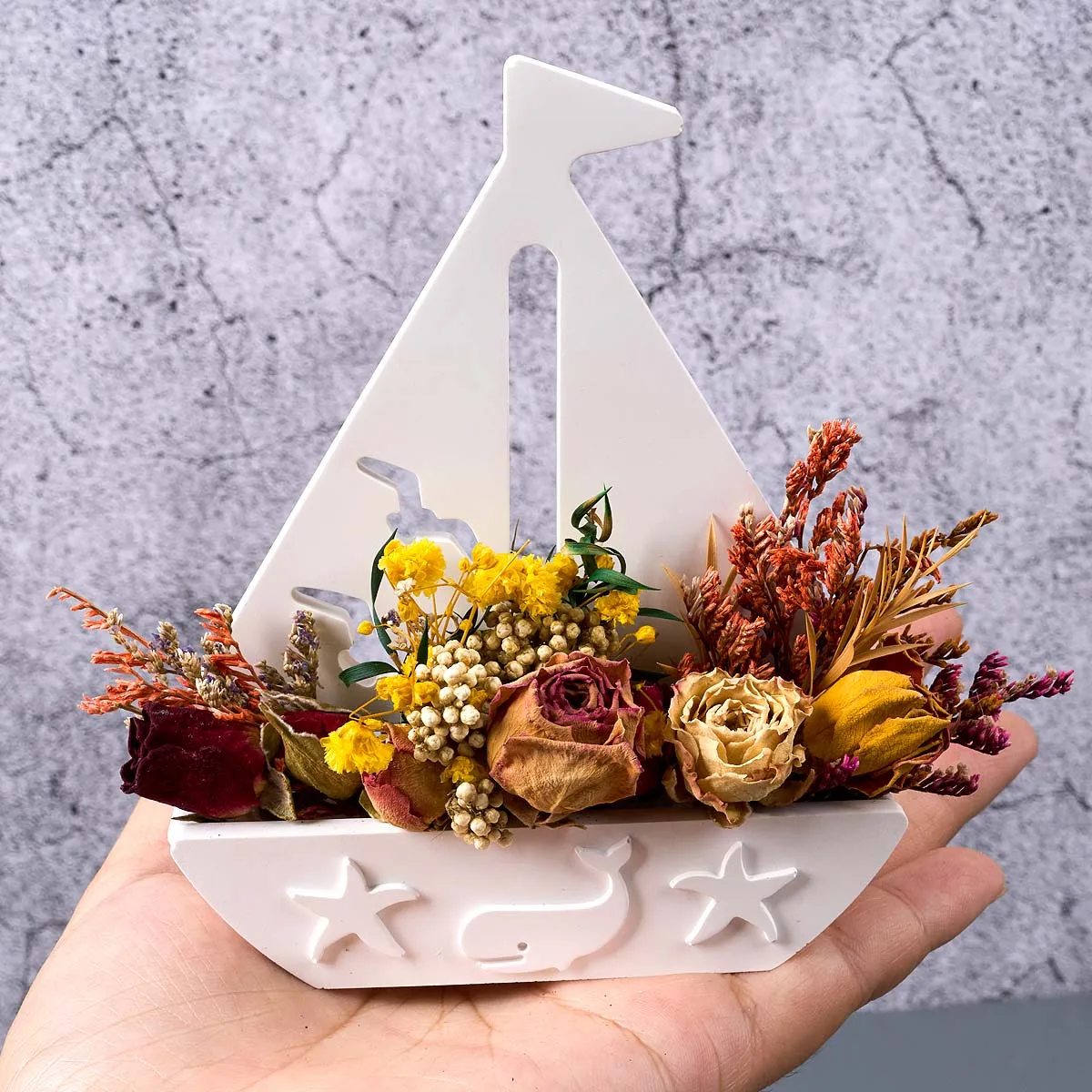 Hollow Sailboat Flowerpot Silicone Mold DIY Boat Shape Dried Flower Plug-In Vase Plaster Resin Casting Molds Home Crafts Decor