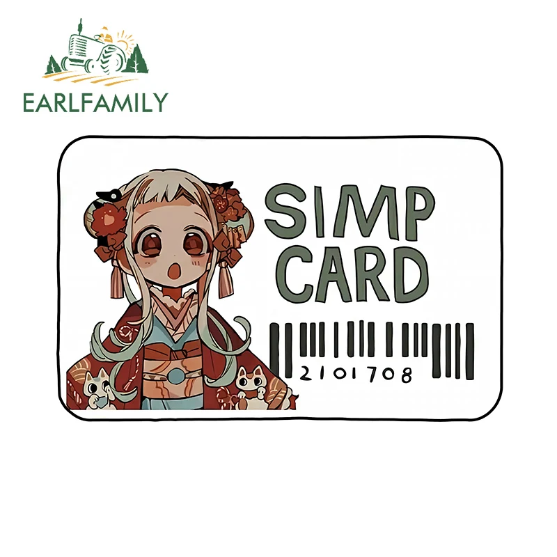 EARLFAMILY Adorable Anime Hanako Yashiro Car Stickers Creativite Cartoon Card Style Bumper Decals Waterproof Vinyl Car Styling