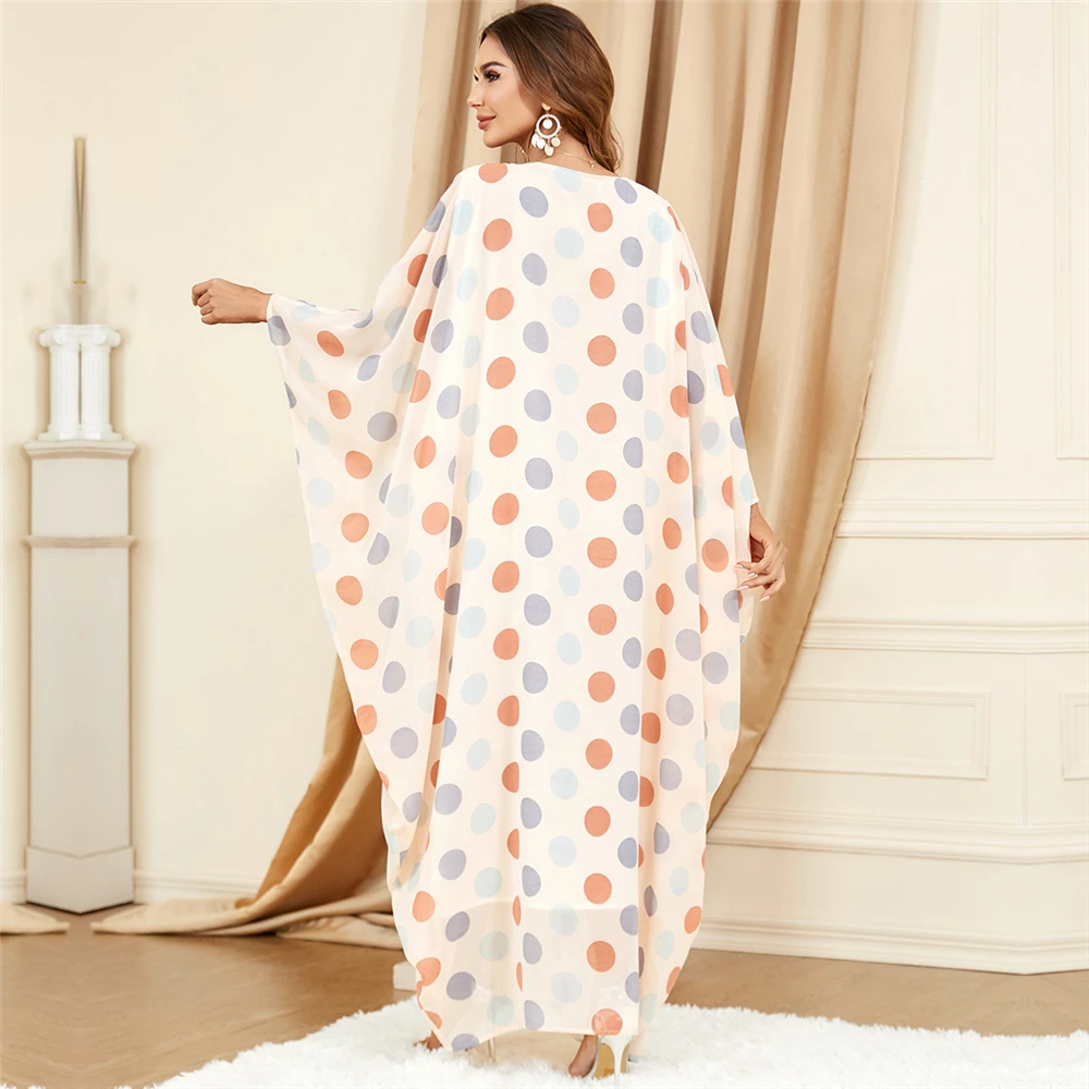 Robe Femme Musulmane arabo elegante allentato musulmano Dubai manica a pipistrello Robe grandi abaya per le donne vestito stampato Casual Ramadan Dress