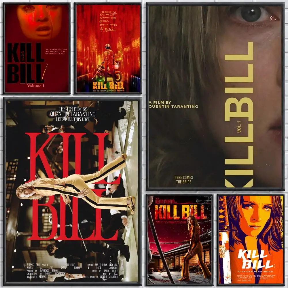 Movie Kill Bill Vol 1 Poster Self-adhesive Art Waterproof Paper Sticker Coffee House Bar Room Wall Decor