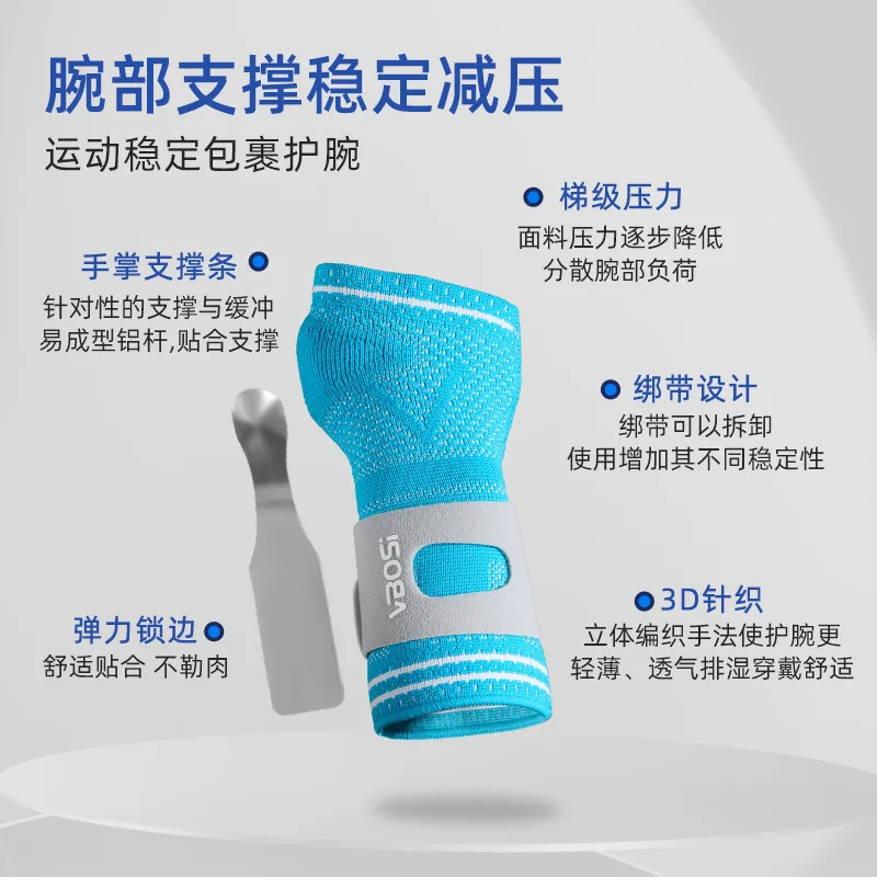 1pc Adjustable Wrist Support Braces for Men & Women Right Left Hand Palm Support with Removable Metal Splint Stabilizer & Straps