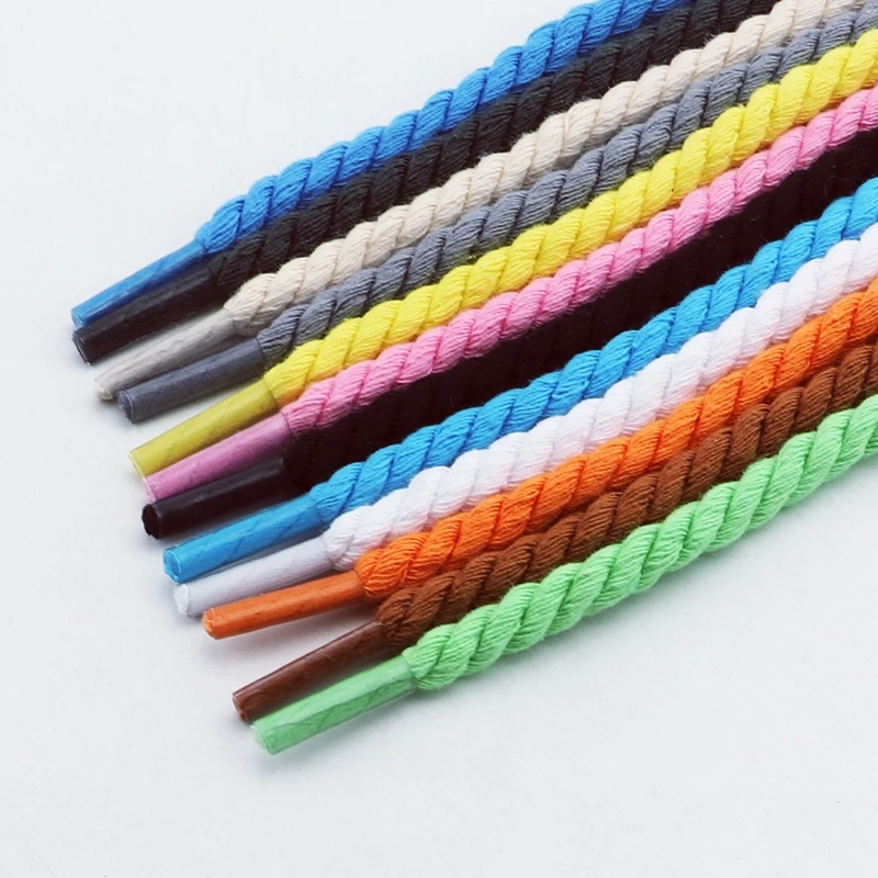Round Shoelaces 6mm Width Cotton Shoelace Flat Shoes Twisted Rope Laces Sneakers Boots Shoe Laces for Shoes 120/140/160CM 1 Pair