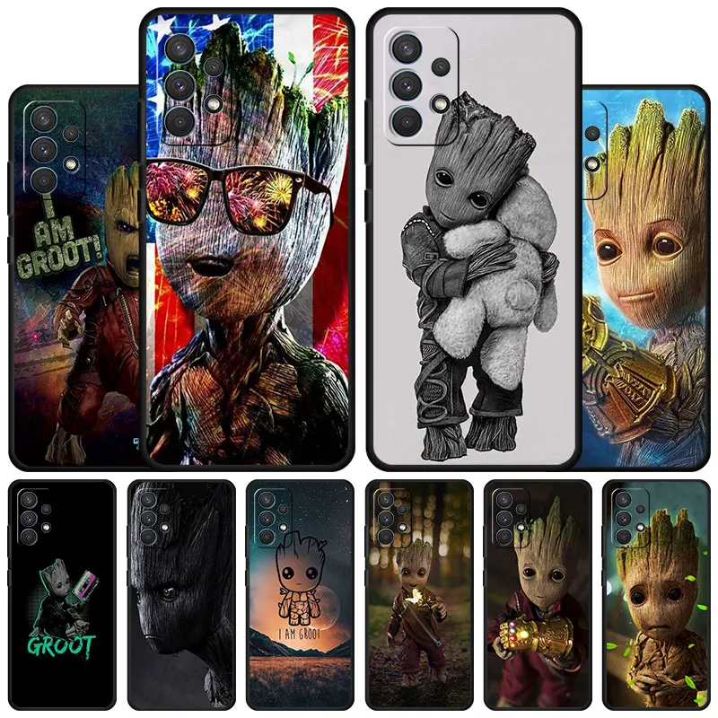 Soft Marvel cute groot Black Case Funda for Samsung Galaxy A72 A13 A11 A21s A32 A12 A22 A52 5G A51 4G A71 A33 A42 A73 A41 A31