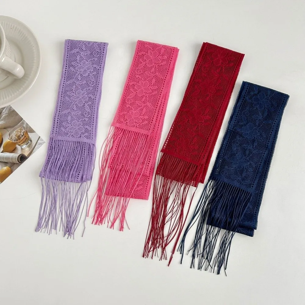

Trendy Floral Lace Printed Scarf Elegant Narrow Long Bag Strap Lightweight Soft Ribbon Scarf Formal Events