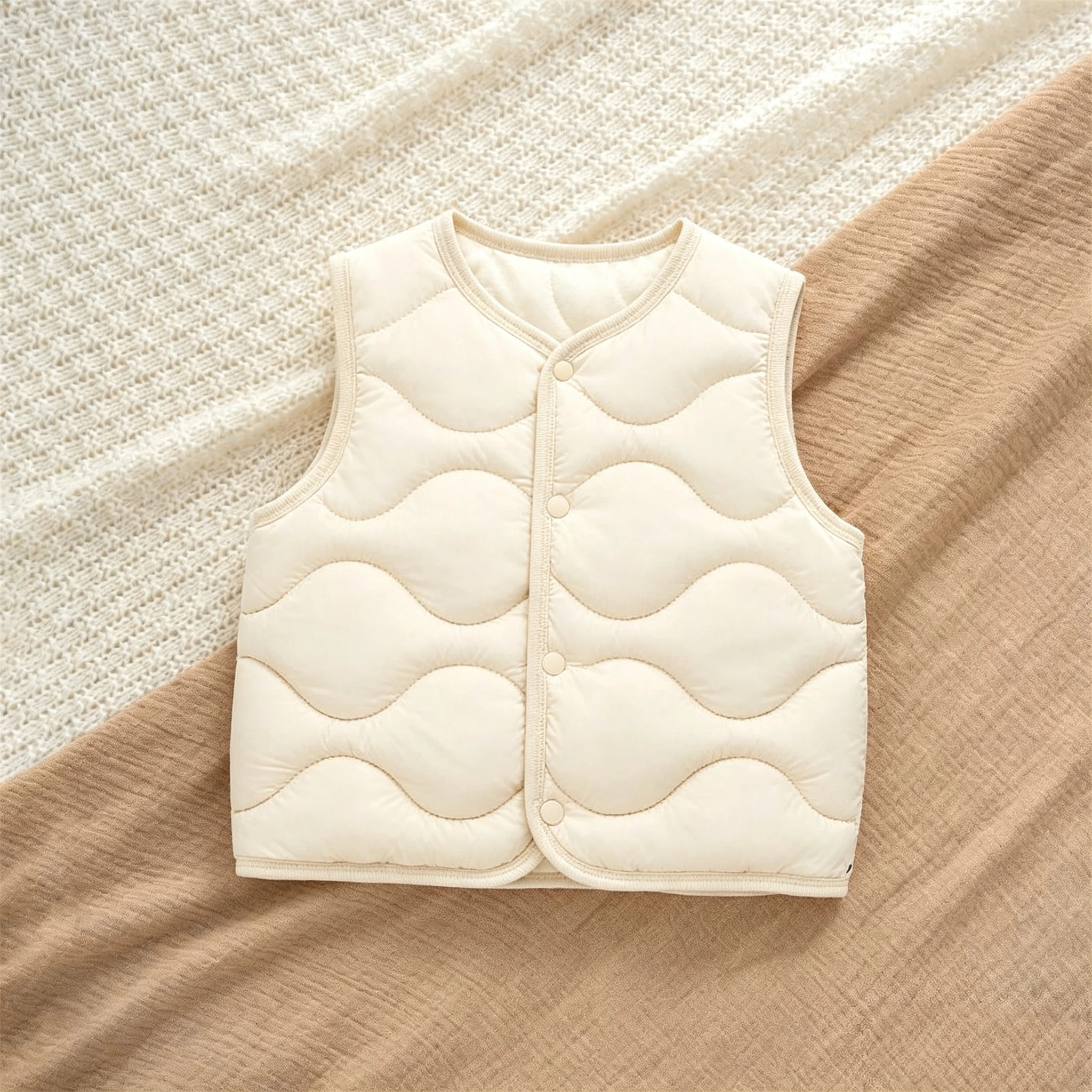 Herbst-Winter-Kinder-Baumwollwesten Einfarbig Schlichte Kinderkleidung Einfache Lässige Warme Baumwollwesten für Babys und Kinder – Detail 1