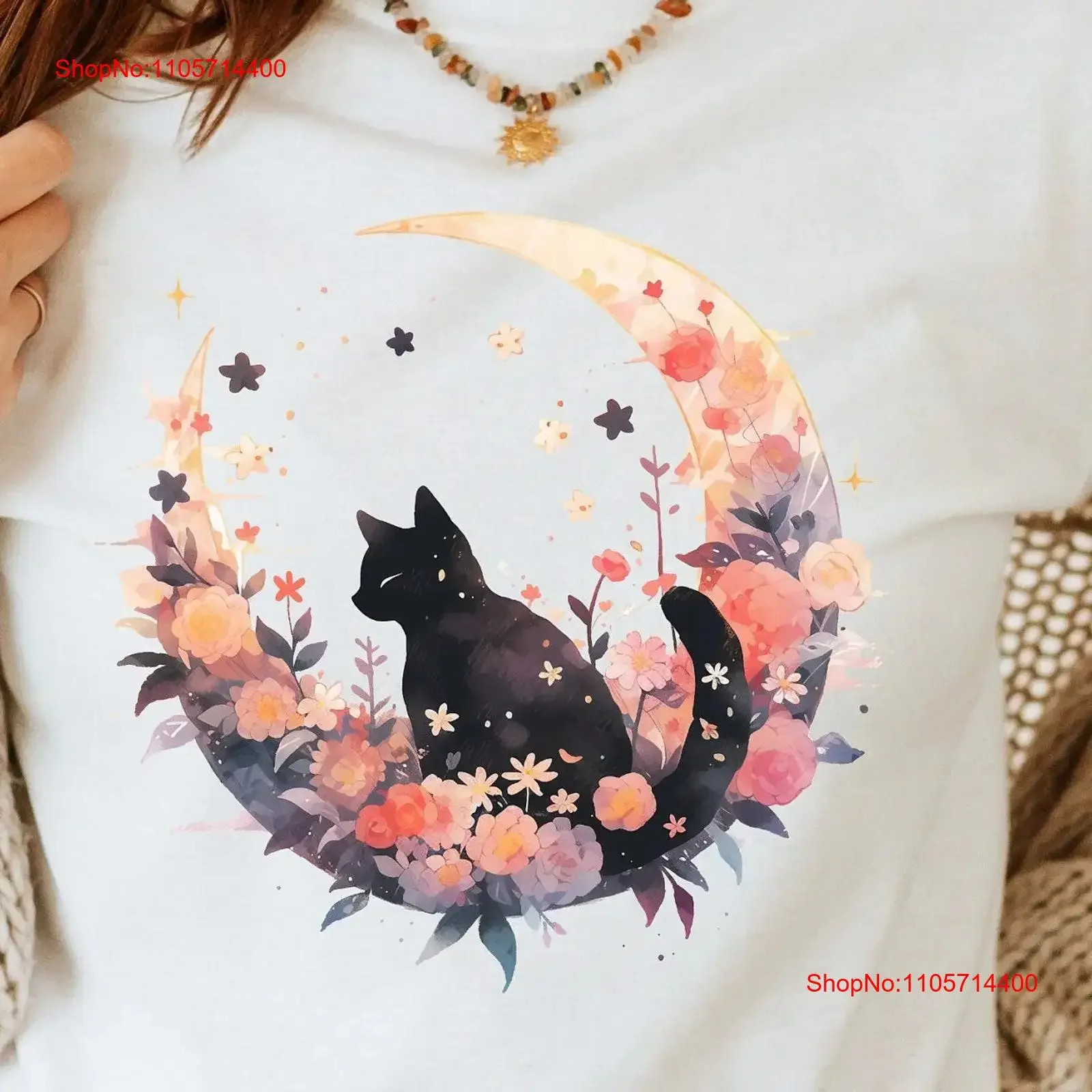 Watercolour Cat Moon T Shirt Japanese Style Oriental Art Inspired Lunar Design Aesthetic Feline Apparel vintage Washed graphic