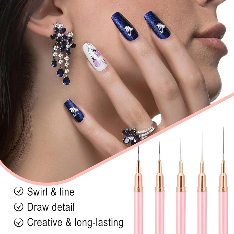 5 Pcs Painting Nail Art Brush Set Nail Dotting Drawing Tool Nail Art Design Brush Detail Brush