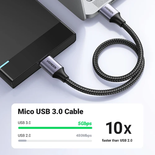 Imagen 2 del producto UGREEN-Cable Micro B de carga rápida para disco duro Samsung, Cable de datos externo HDD de 5Gbps, 3A, USB 3,0