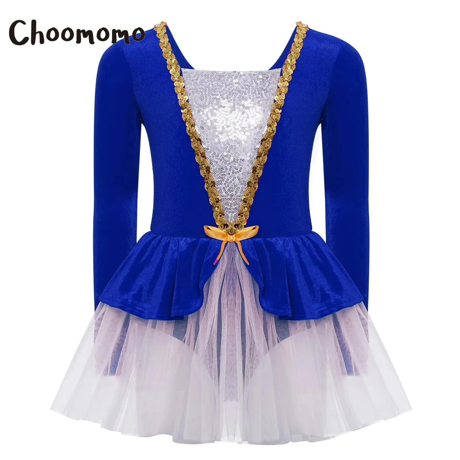 

Kids Girls Figure Skating Ballet Dance Dress Professional Ballerina Costume Sequin Velvet Tutu Dress Skating Gymnastic Leotards
