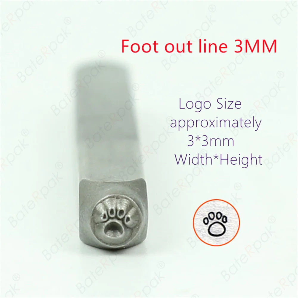 BateRpak 3MM Solid Footprint Metal Jewelry Design Stamps,Snow Pattern DIY Bracelet/jewelry symbols steel stamp