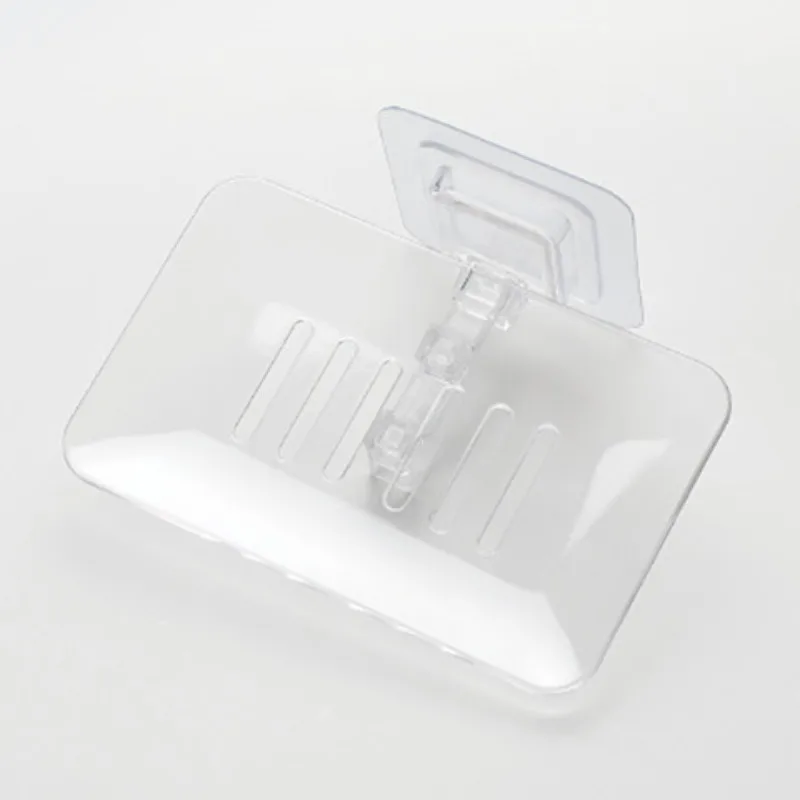 1Pcs Soap Rack No Drilling Wall Mounted Double Layer Soap Holder Soap Sponge Dish Bathroom Accessories Soap Dishes Self Adhesive