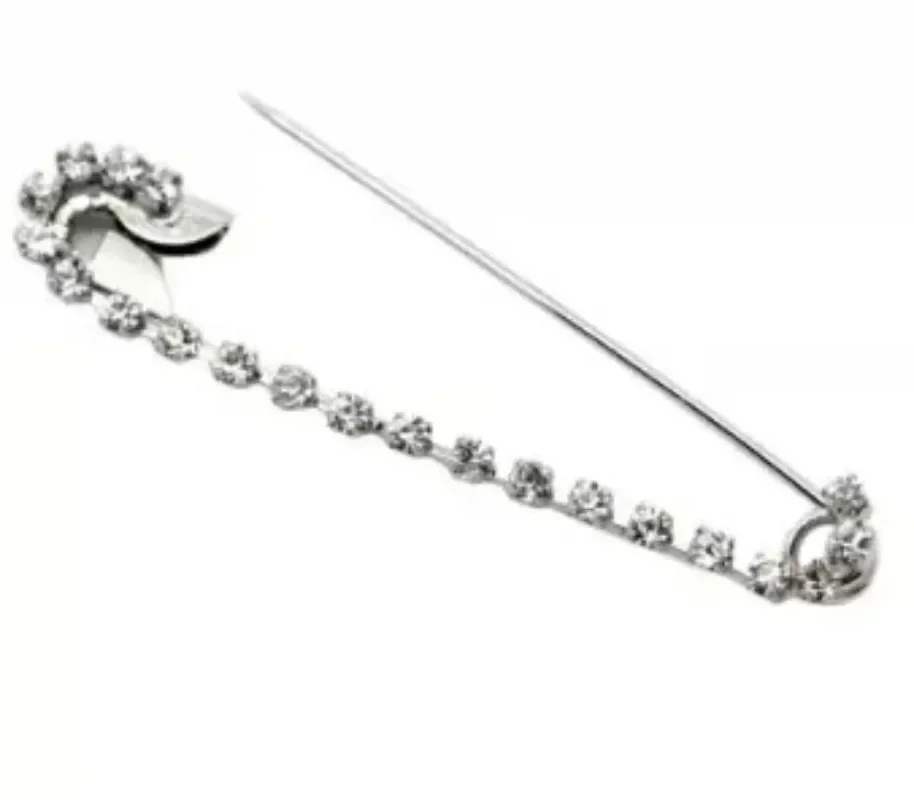 2/4/8pcs Silver Tone Rhinestone Safety Pins Large Nickel Finish Clothing Pins Jewelry Brooches Assorted for DIY Art Craft
