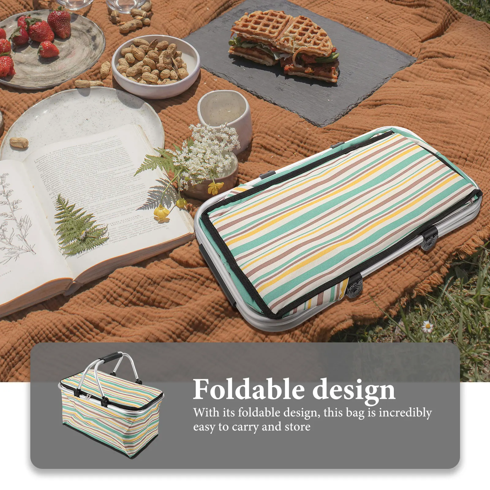 

Insulated Carrying Bag Foldable Thermal Design Food Delivery Picnic Organizer Cooler Storage Basket Shopping Bag Trolley