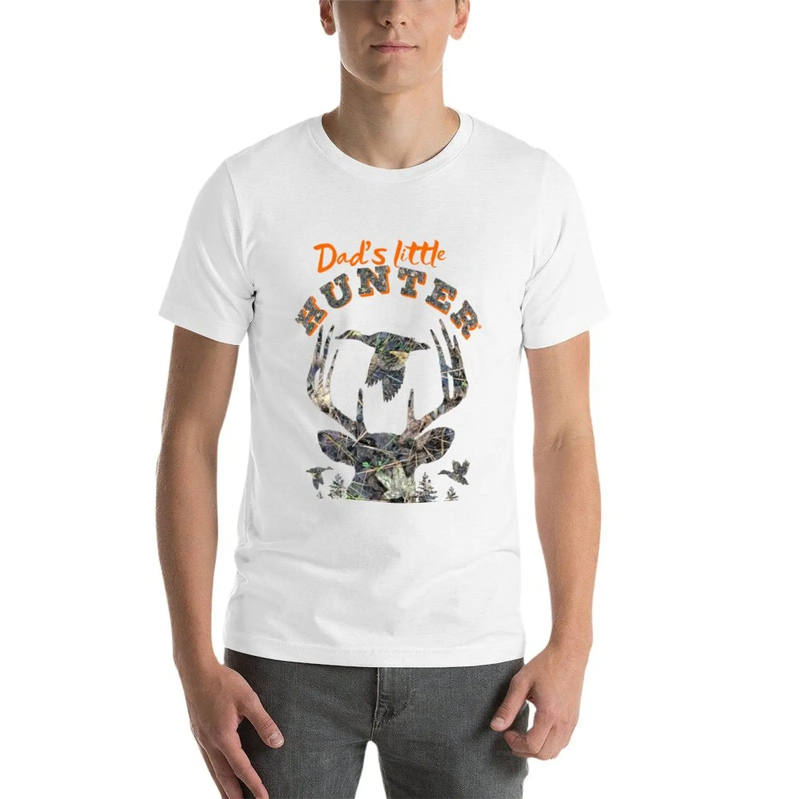 تي شيرت Dads Little Hunter Duck and Deer Design للشباب والرضع تي شيرت برسوم جرافيك للرجال