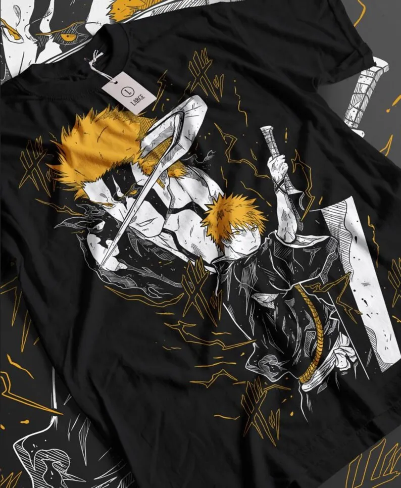 Bleach Casual T-shirt Oversized Unisex T-shirt Streetwear Trendy Cotton New Model personality Clothes Short Couples high quality