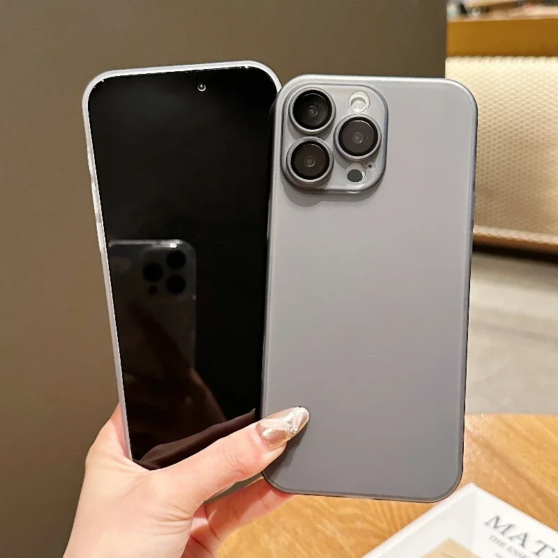 Luxury Natural Titanium phone case for iphone 16 15 14 13 Pro Max 16 Plus All inclusive Cover Shockproof Bumper