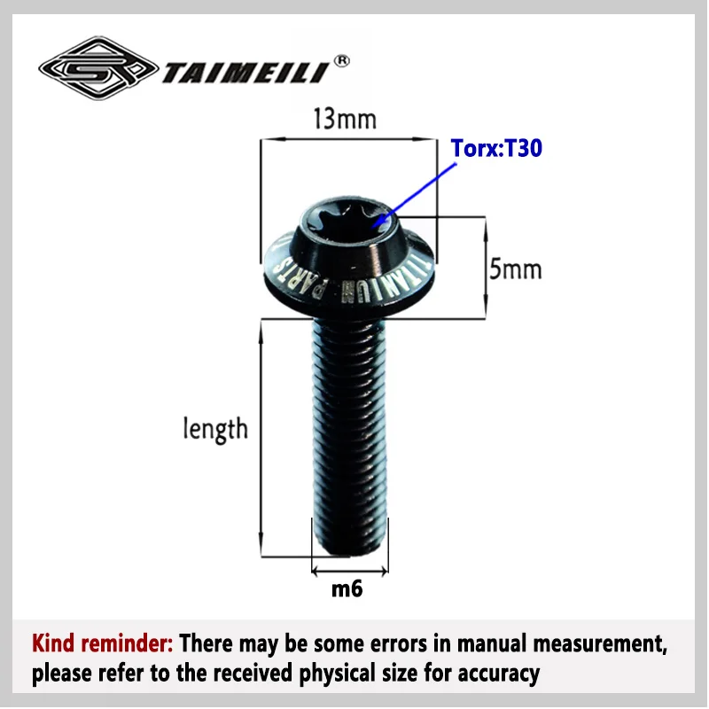 TAIMEILI 1 шт. винт из титанового сплава серии T1, винт с головкой зонтика Torx m6x10/15/20/30/40 мм, модификация и ремонт локомотива