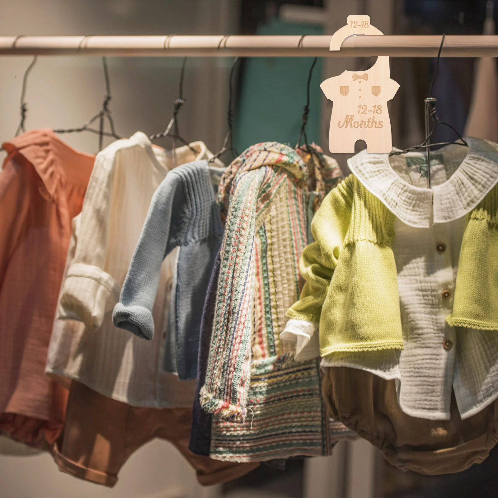 

7Pcs Baby Clothes Dividers Wooden Closet Size Dividers Toddler Infant Hangers Closet Organizer Kids Clothes Divider