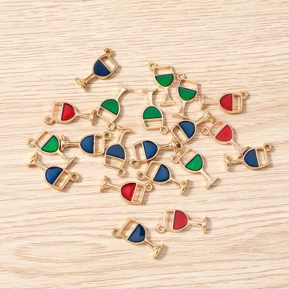 10 Stück 7x17mm Niedliche Emaille-Weinglas-Anhänger für Schmuckherstellung, Halsketten, Ohrringe, Armbänder, DIY-Bastelzubehör – Detail 10